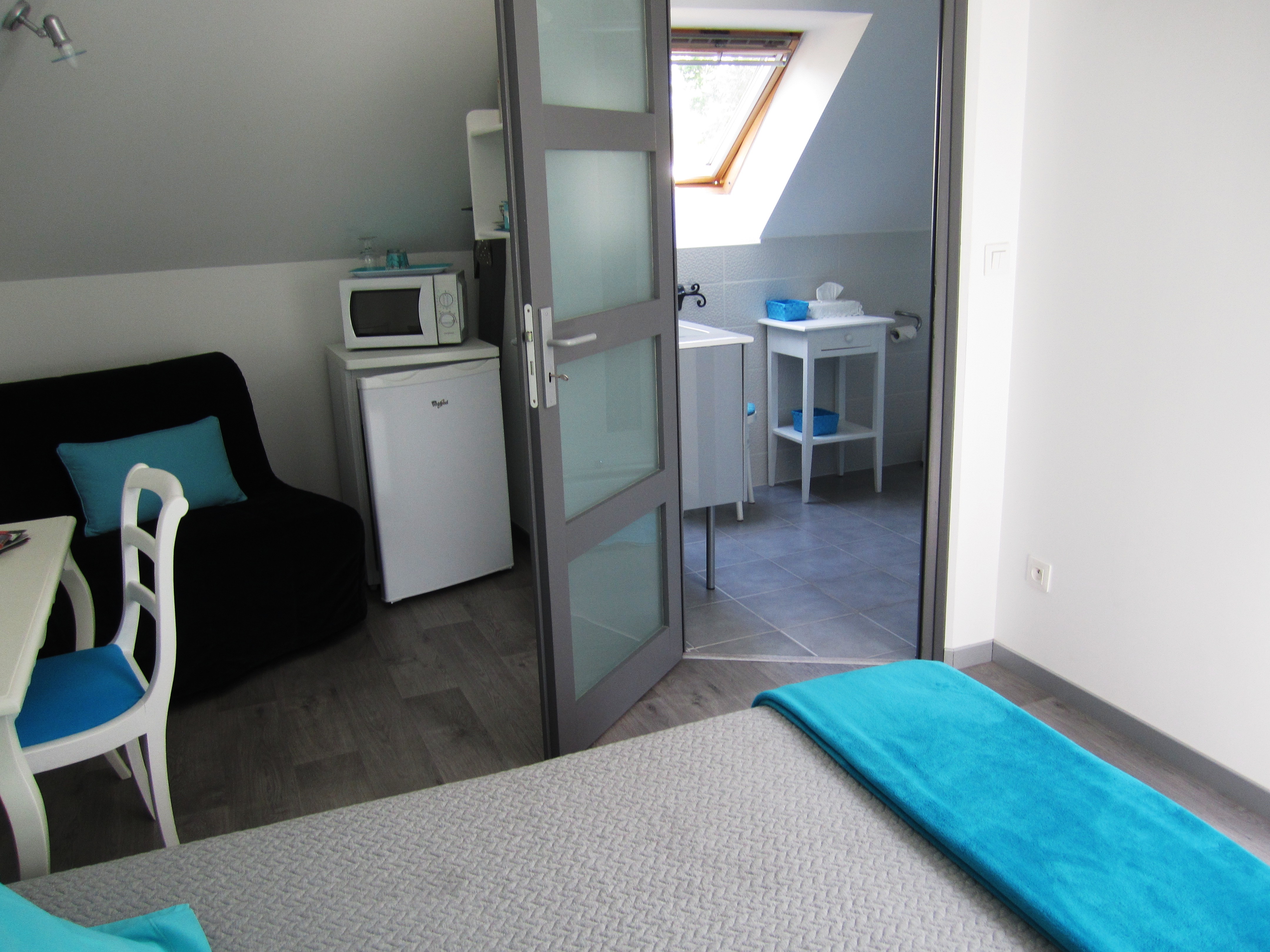 Chambre Turquoise – réfrigérateur et micro-ondes inclus, Val de Loire