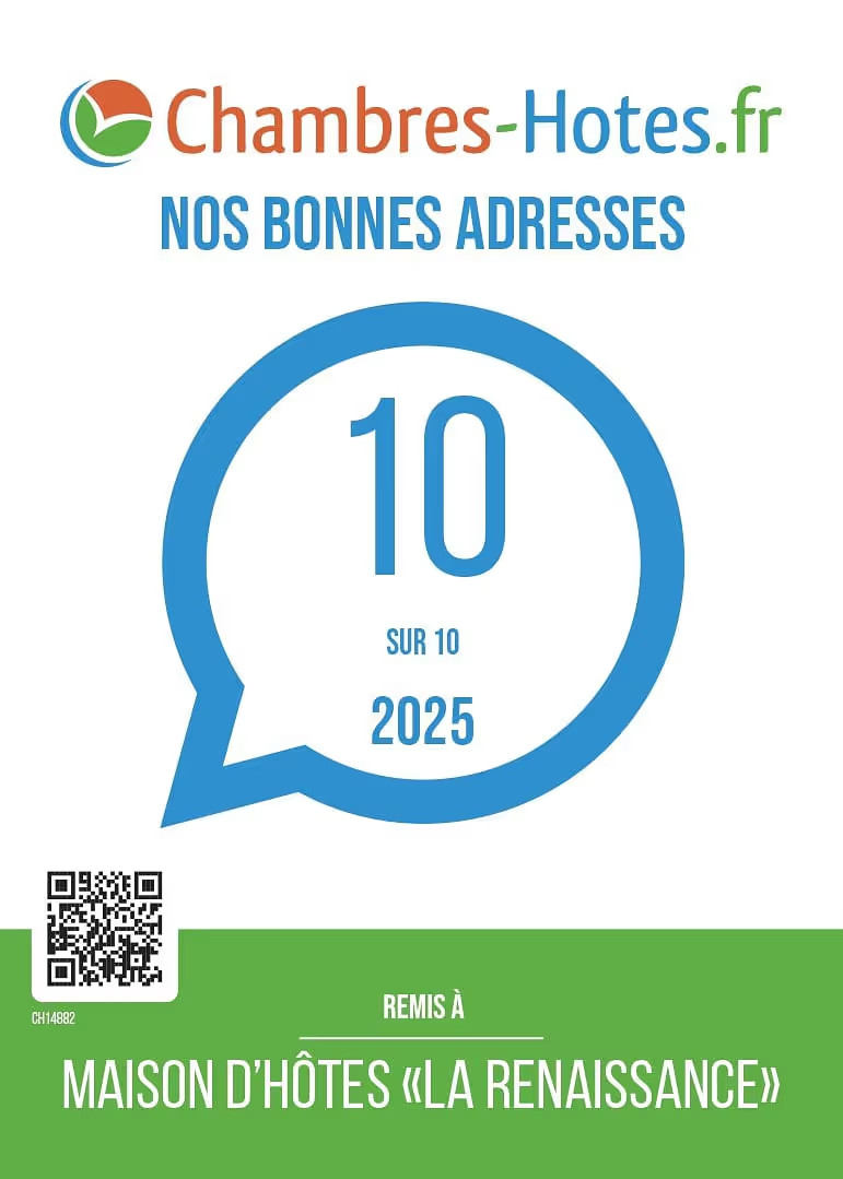 Notation 10/10 – Maison d'hôtes La Renaissance sur cybevasion.fr